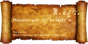 Mansberger Ábrahám névjegykártya